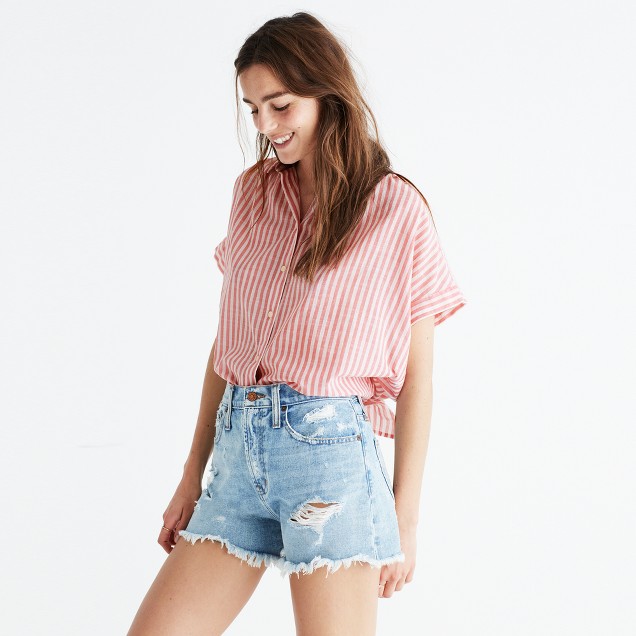 Central Tie-Back Shirt in Rose Stripe : shopmadewell button-up ...