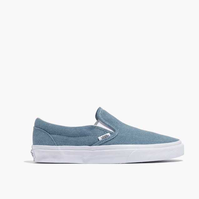 Madewell x Vans® Unisex Classic Slip-On Sneakers in Washed Denim ...