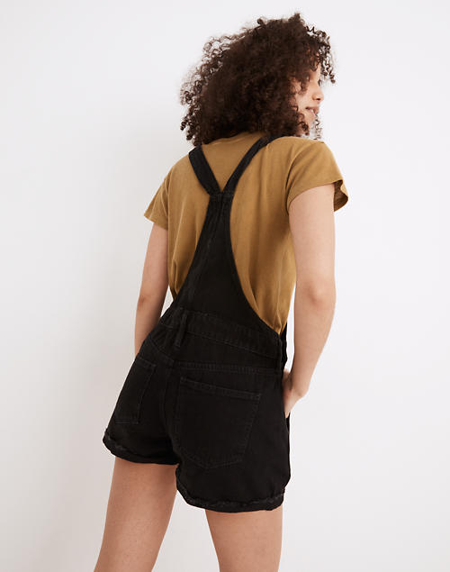 Women's Adirondack Short Overalls in Washed Black | Madewell