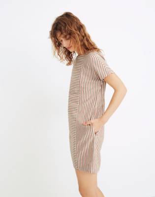 madewell stripe play button back dress