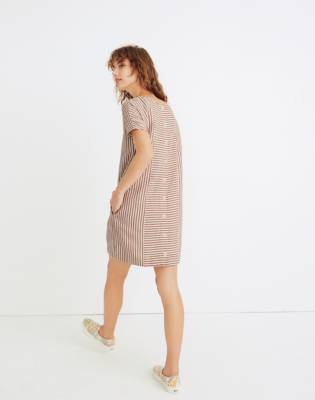 madewell stripe play button back dress