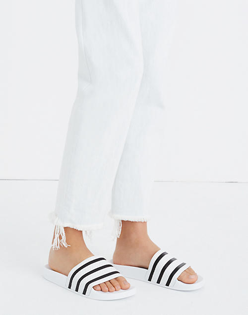 Adidas Originals Adilette Black White Stripe Slider Sandals At Latest ...