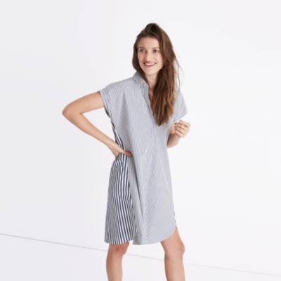 madewell striped shirt dress