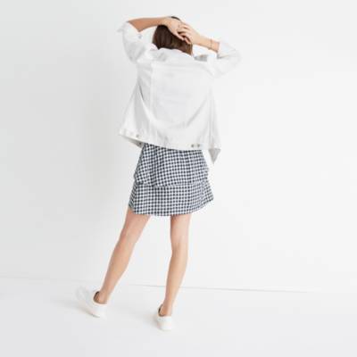 madewell gingham wrap mini skirt