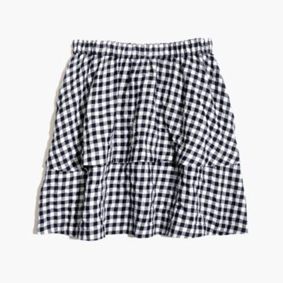 madewell gingham wrap mini skirt