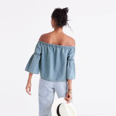 denim off the shoulder top