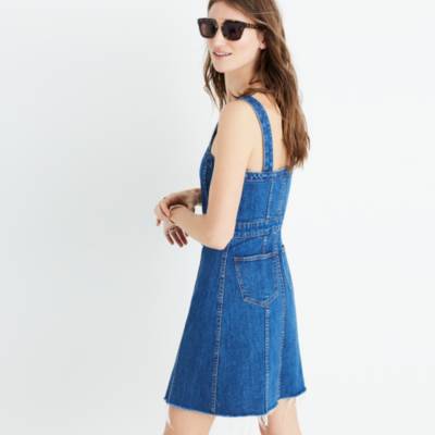 madewell button front denim dress