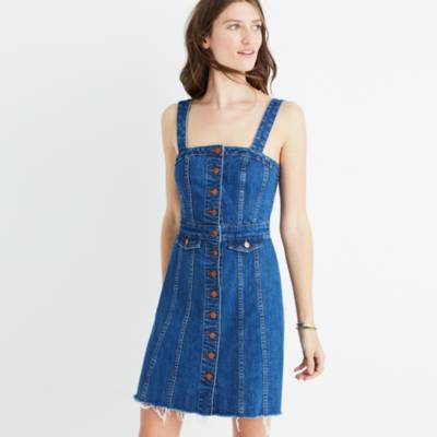 madewell button front denim dress