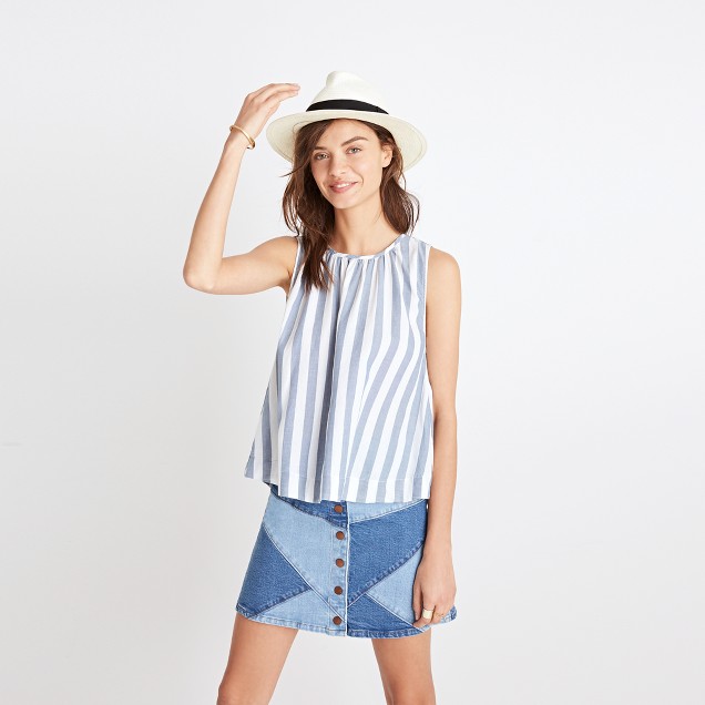 Button-Back Top in Indigo Stripe : shopmadewell tops & blouses | Madewell