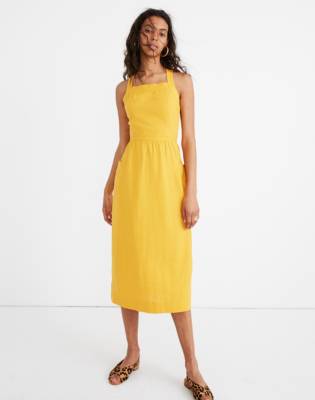 madewell denim apron midi dress