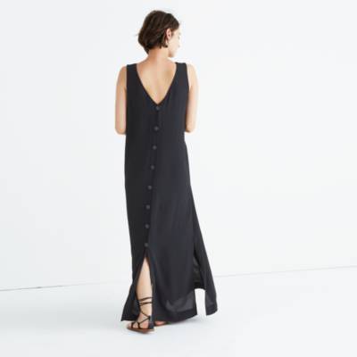 button back maxi dress