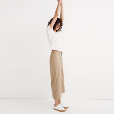 beige wide leg cropped pants