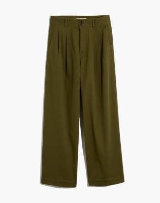 madewell plaid pleated wide leg pants