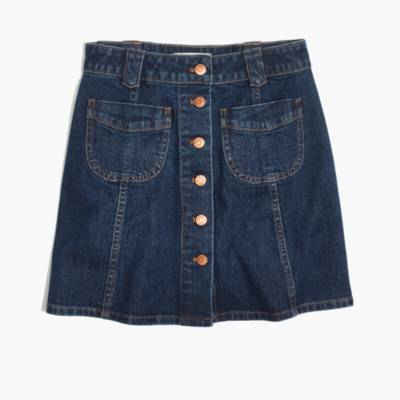 patch jean skirt