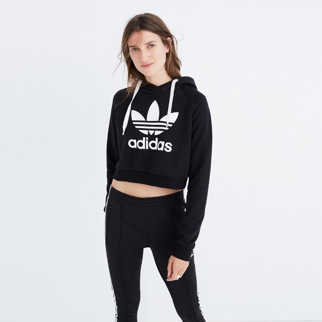 Adidas® Trefoil Crop Hoodie Sweatshirt : shopmadewell tops | Madewell