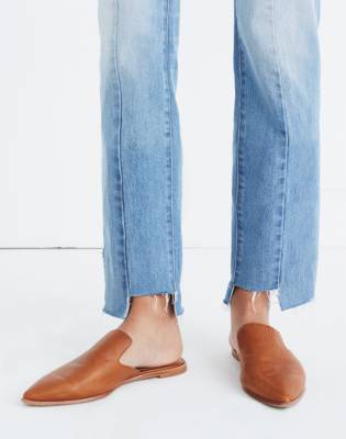 leather slip on mules