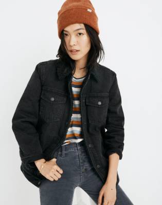 black denim sherpa jacket