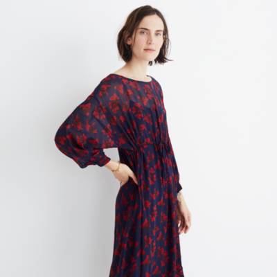 madewell red silk dress