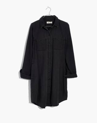 madewell black denim shirtdress