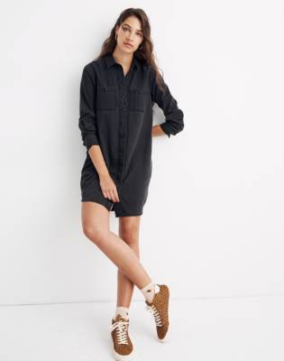 denim black shirt dress