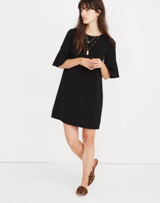 black flutter sleeve dress