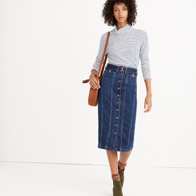 Denim Seamed Button-Front Skirt : shopmadewell midi & maxi | Madewell