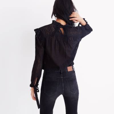 eyelet mockneck ruffle top madewell