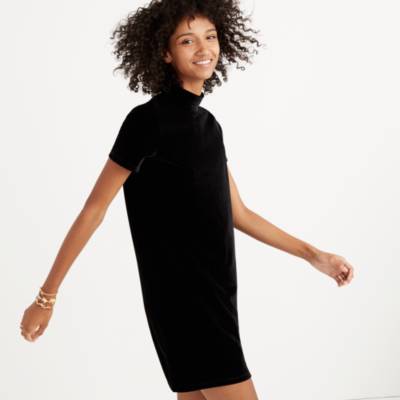 madewell crushed velvet mockneck dress