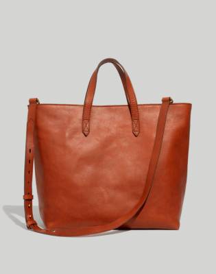 zip top leather tote