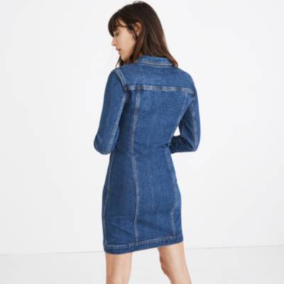 madewell denim button front dress