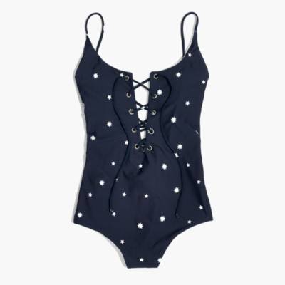 Madewell x Tavik® Monahan Lace-Up One-Piece Swimsuit in Star Mix