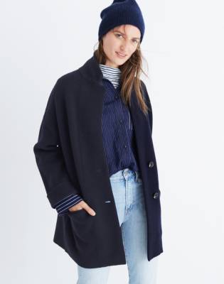 navy sweater coat