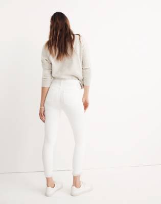 white button front jeans