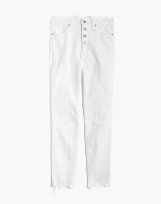 white button front jeans