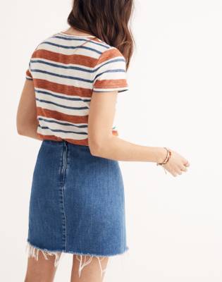 denim wrap mini skirt