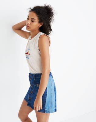madewell stretch denim straight mini skirt