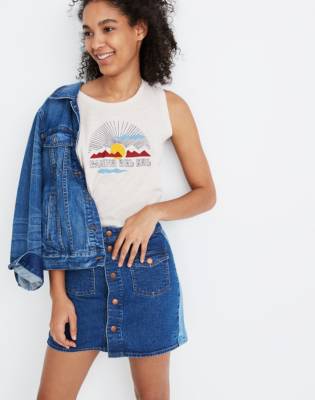 madewell stretch denim straight mini skirt