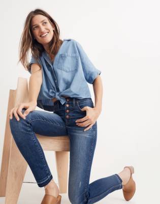 madewell button through jeans