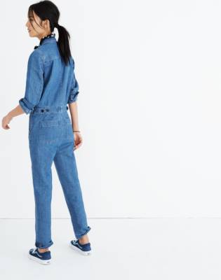 denim coverall romper