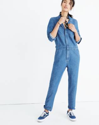 denim coverall romper