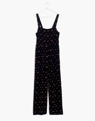 madewell flower toss smocked crop jumpsuit