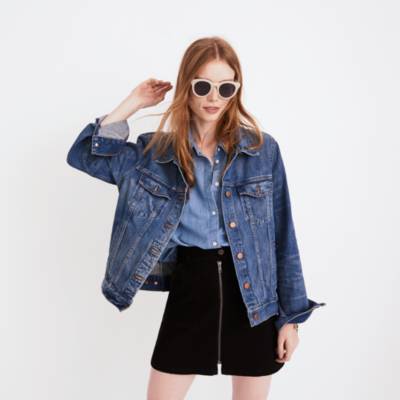 madewell black denim skirt