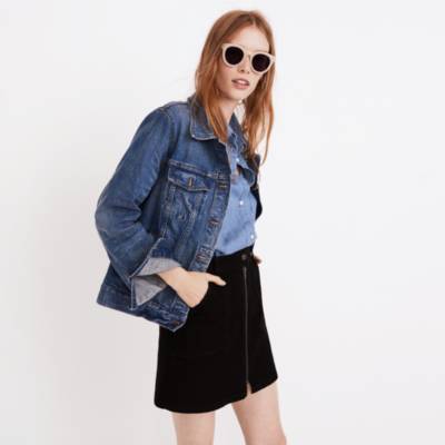 madewell black jean skirt