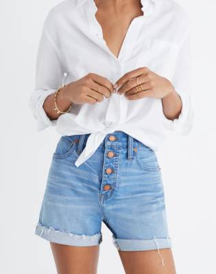 madewell high rise cuffed denim shorts