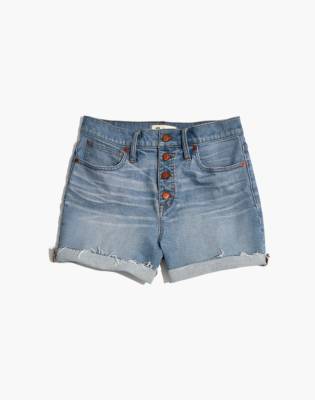 high waisted jean shorts with buttons