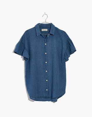 madewell central ruffle sleeve shirt