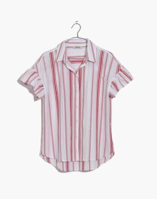 Central Ruffle-Sleeve Shirt in Carey Stripe