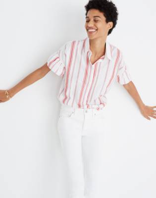 madewell central ruffle sleeve shirt