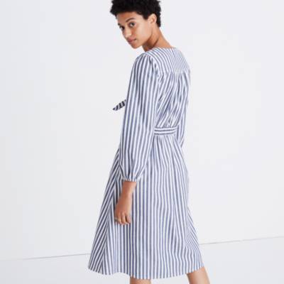 madewell stripe satin midi dress