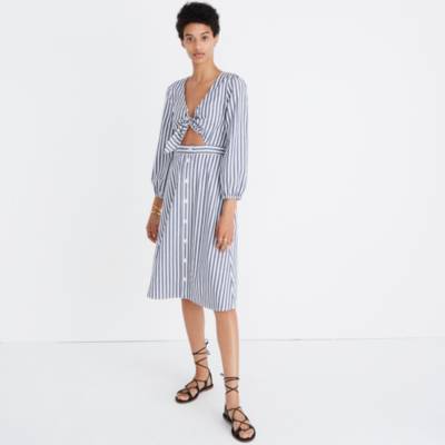 madewell stripe satin midi dress